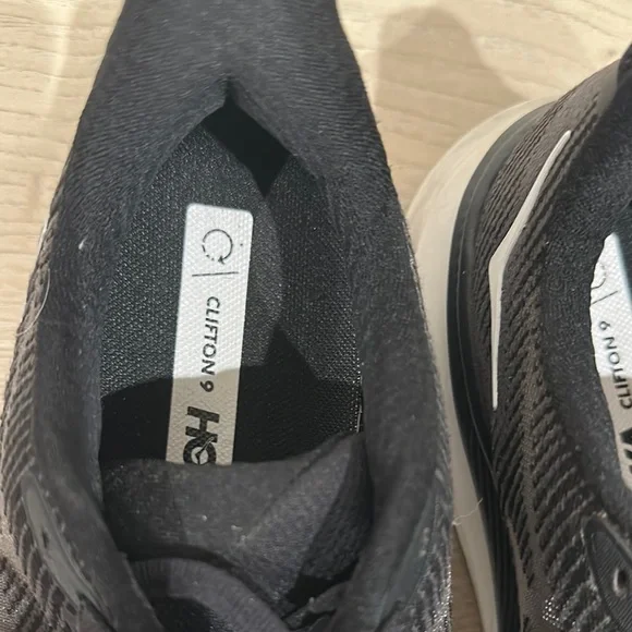 Hoka Women’s Clifton 9 Black and White Athletic Shoes - Picture 7 of 7